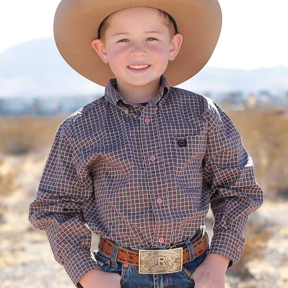 Stylish Maroon & Pink Woven Shirt for Boys - Korvel