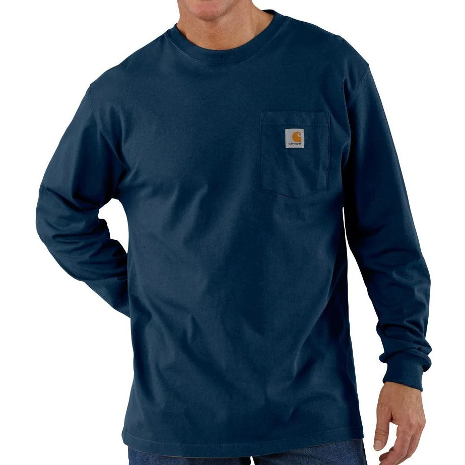 Carhartt Men's Navy Long Sleeve Crewneck Shirt - Korvel