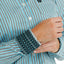 Stylish Blue and Grey Striped Women's Cinch Shirt - Korvel