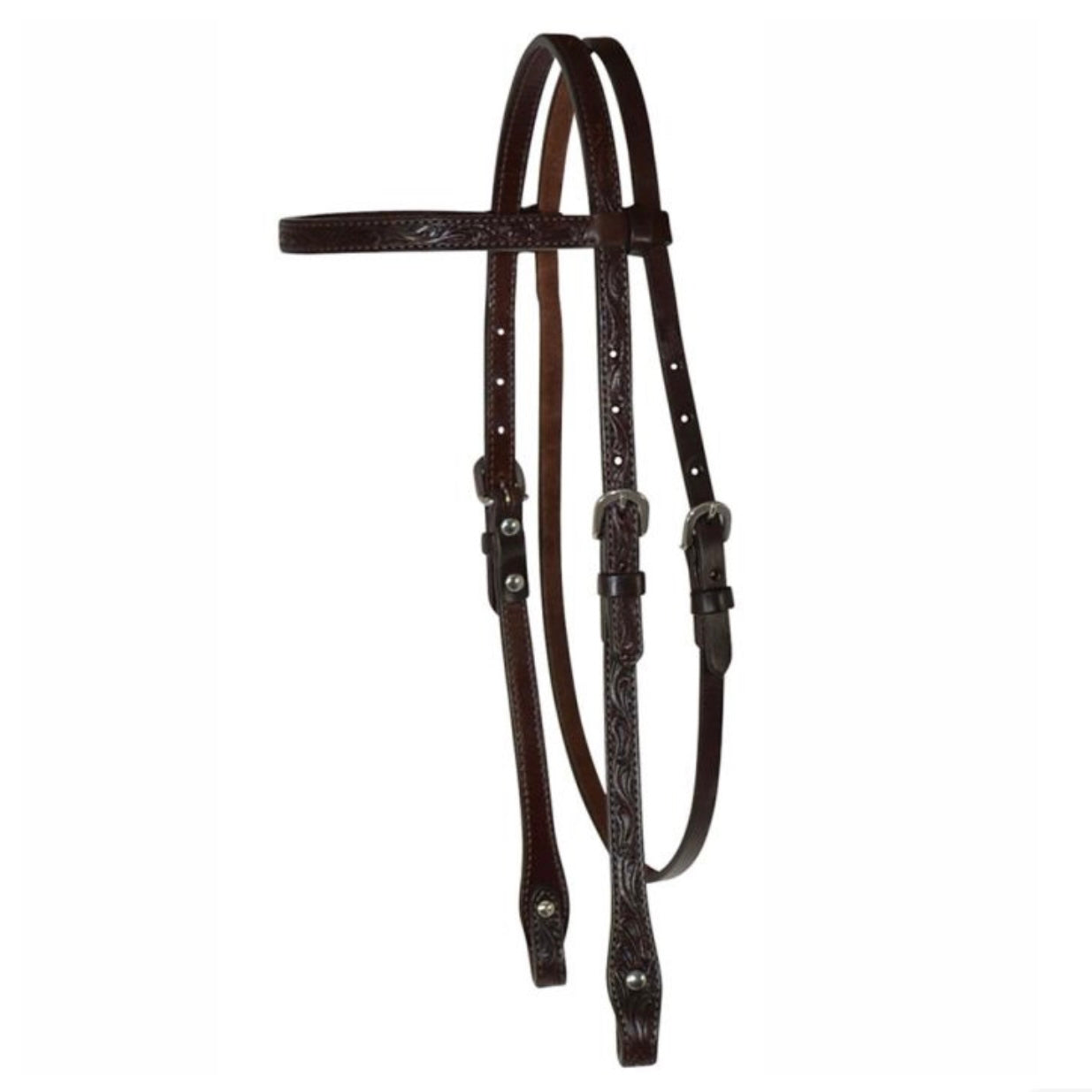 Elegant Walnut Floral Headstall by Reinsman - Korvel