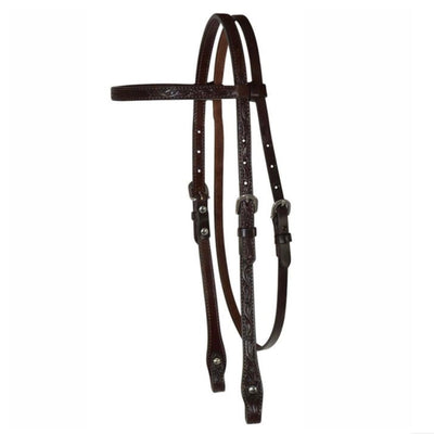 Elegant Walnut Floral Headstall by Reinsman - Korvel