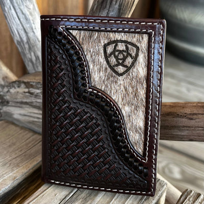Ariat Men's Calf Hair Tri-Fold Wallet - Stylish & Functional - Korvel