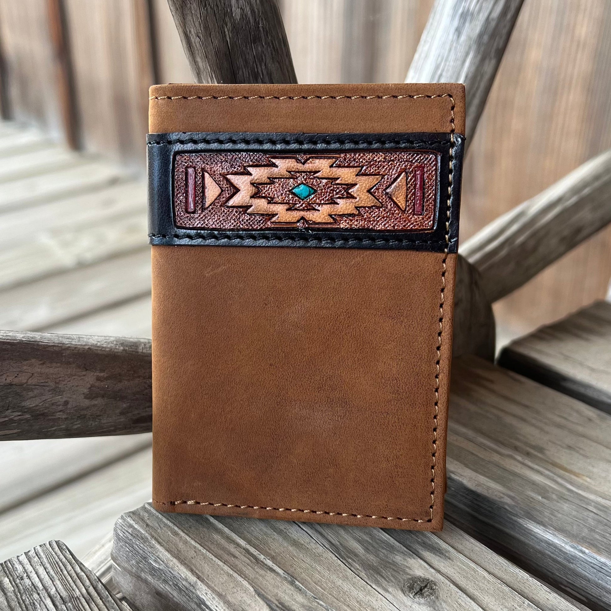 Southwestern Leather Trifold Wallet by Ariat - Korvel