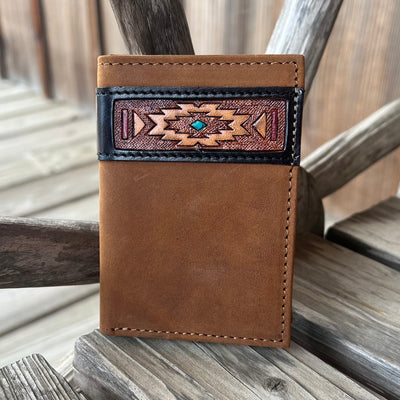 Southwestern Leather Trifold Wallet by Ariat - Korvel