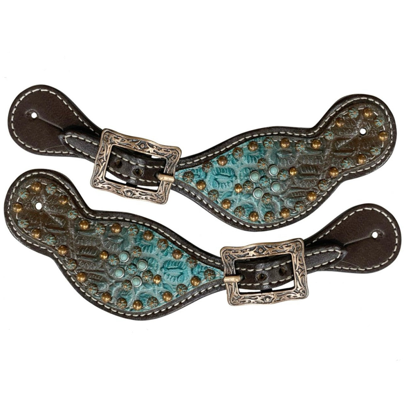Stylish Turquoise Gator Spur Straps for Western Enthusiasts - Korvel