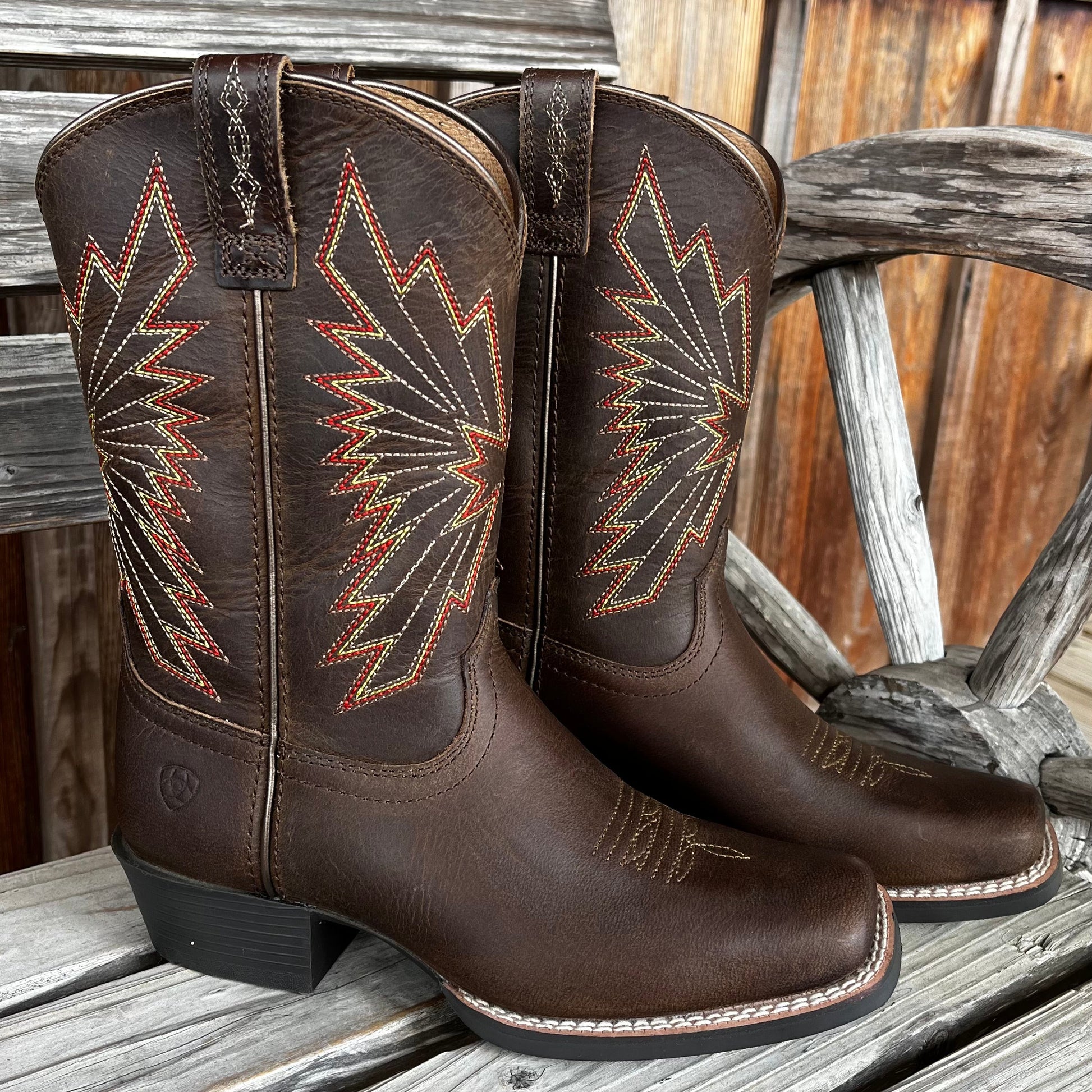 Ariat Kids' Brown Decatur Boots with Colorful Stitching - Korvel