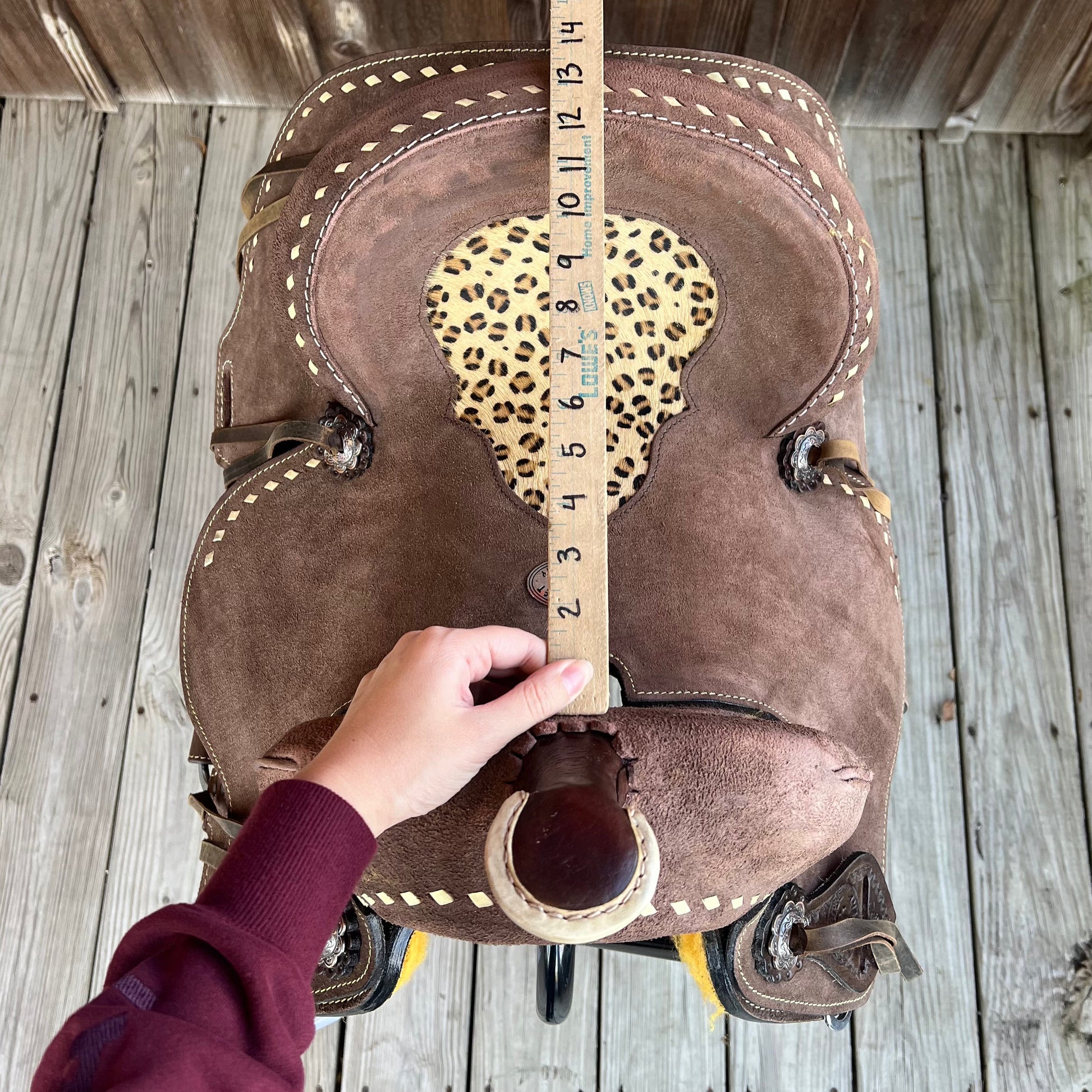 12" Cheetah Print Youth Barrel Saddle by Double T Saddlery - Korvel