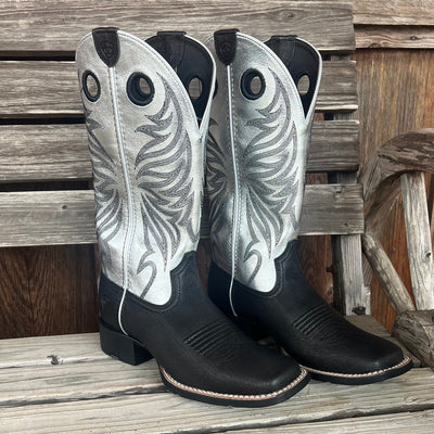 Ariat Women's Round Up Ryder Western Boots - Black & Silver - Korvel