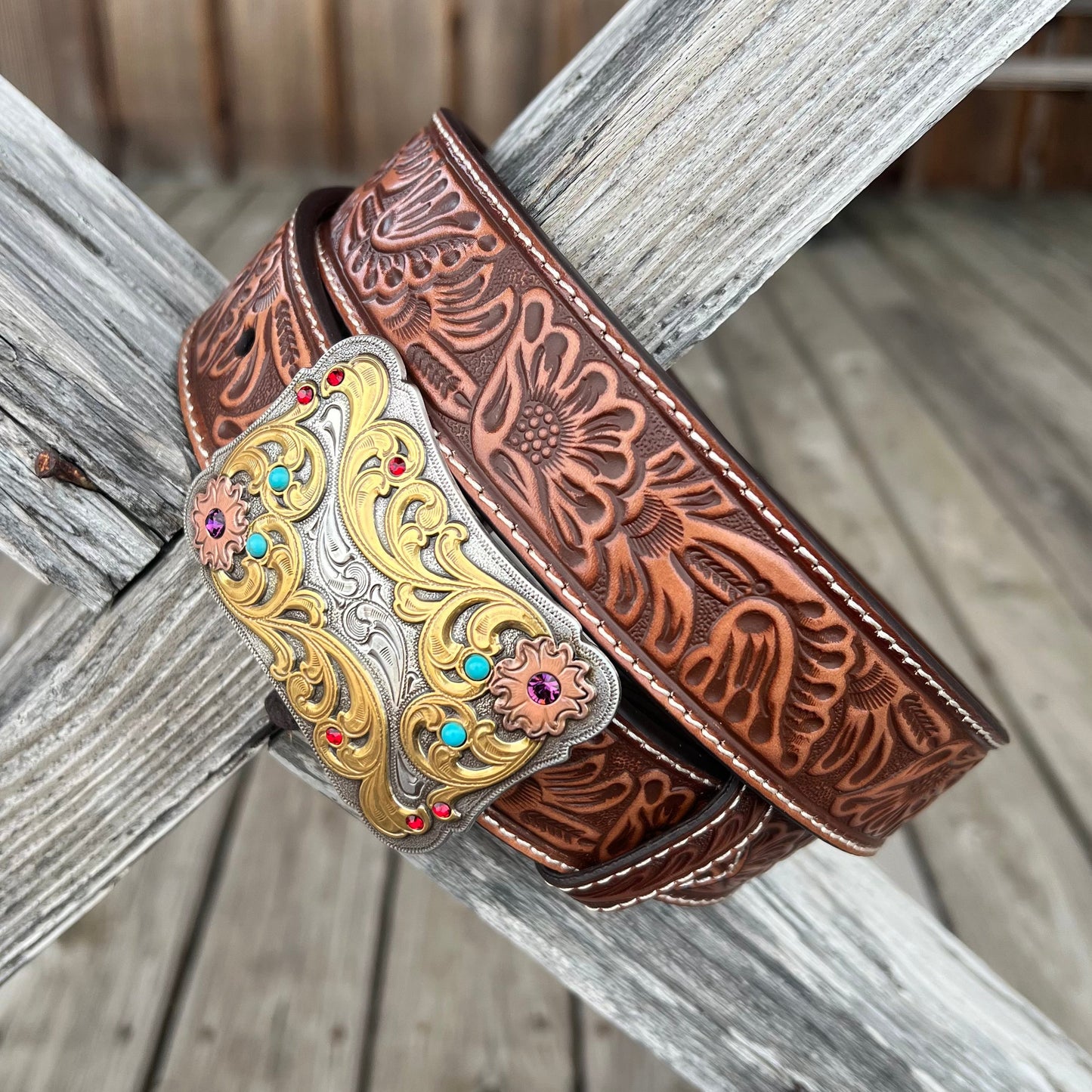 Elegant Amethyst Embellished Women's Belt by Nocona - Korvel