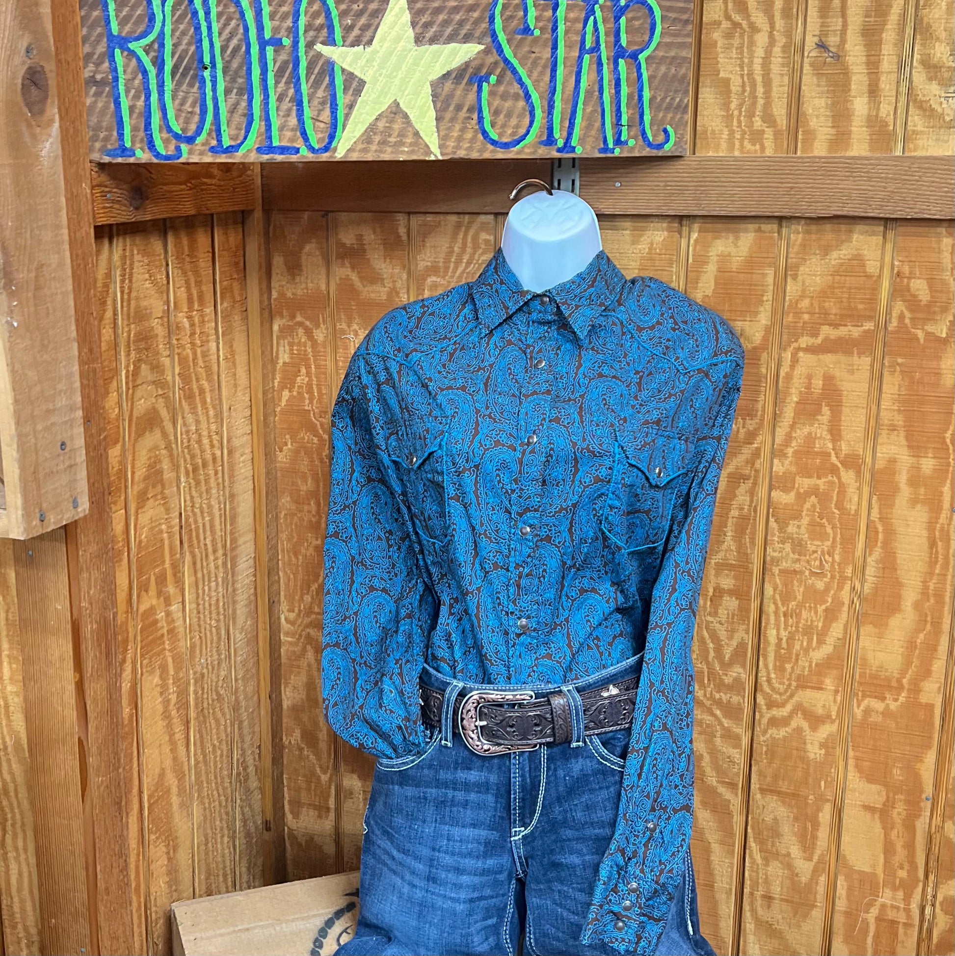 Turquoise Paisley Print Women's Shirt by Roper - Korvel