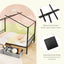 Cama de Casa de Metal de Tamaño Completo con Cajones de Tela para Niños - Negro