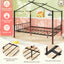 Cama de Casa de Metal de Tamaño Completo con Cajones de Tela para Niños - Negro