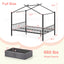 Cama de Casa de Metal de Tamaño Completo con Cajones de Tela para Niños - Negro