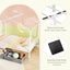 Full Size Metal House Bed with Fabric Drawers - White