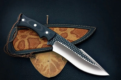 Premium Full Tang 440C Steel Fixed Blade Knife – 12" Micarta Handle with Leather Sheath - Korvel