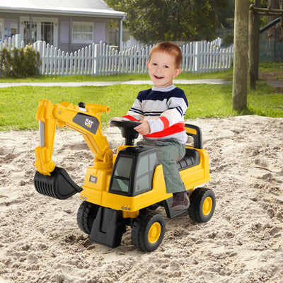 Licensed Caterpillar Kids Ride-On Digger - Yellow