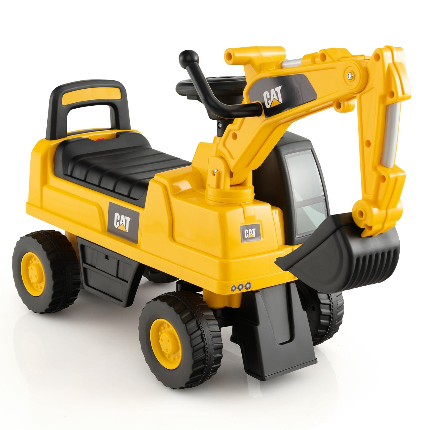 Digger à pédales Caterpillar pour enfants - Jaune