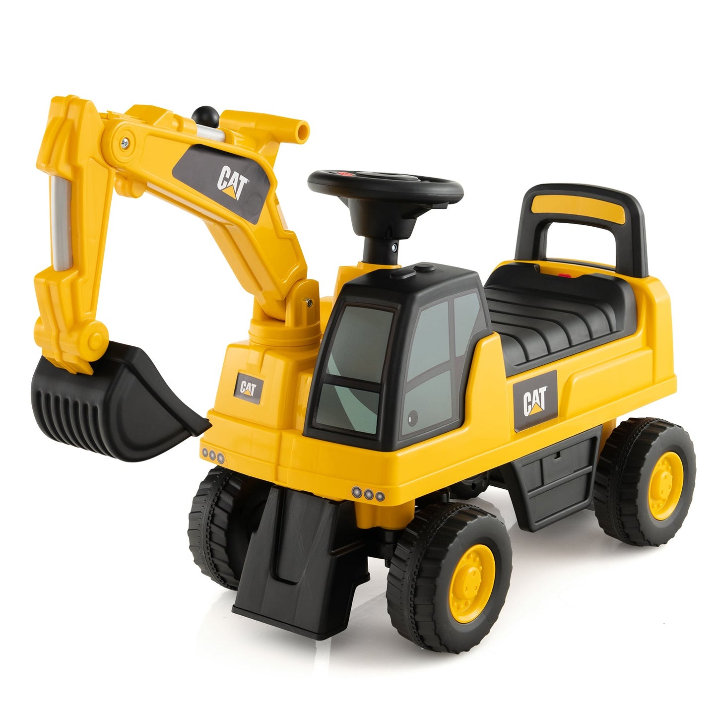 Digger à pédales Caterpillar pour enfants - Jaune