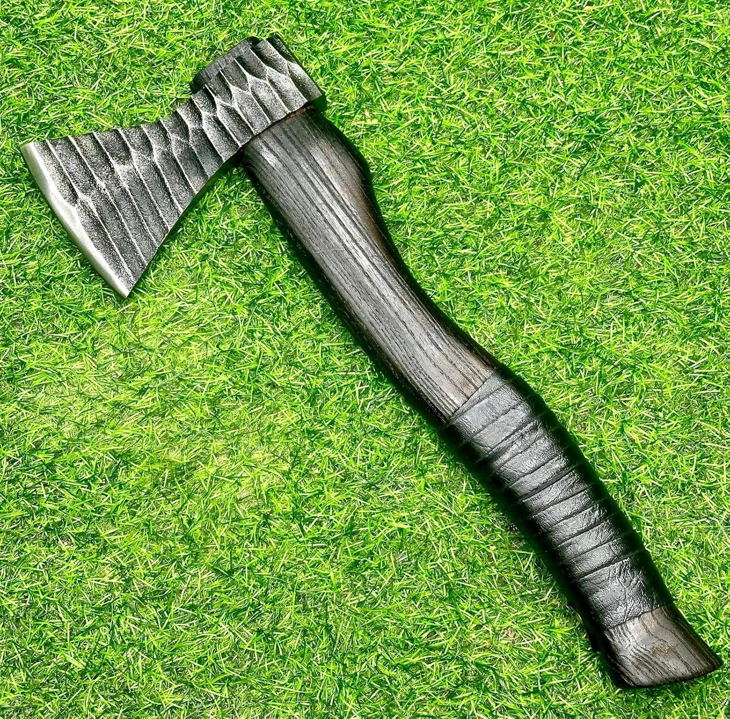 Thor’s Fury Viking Battle Axe – Handcrafted 1095 Steel Blade & Leather-Wrapped Ash Handle - Korvel