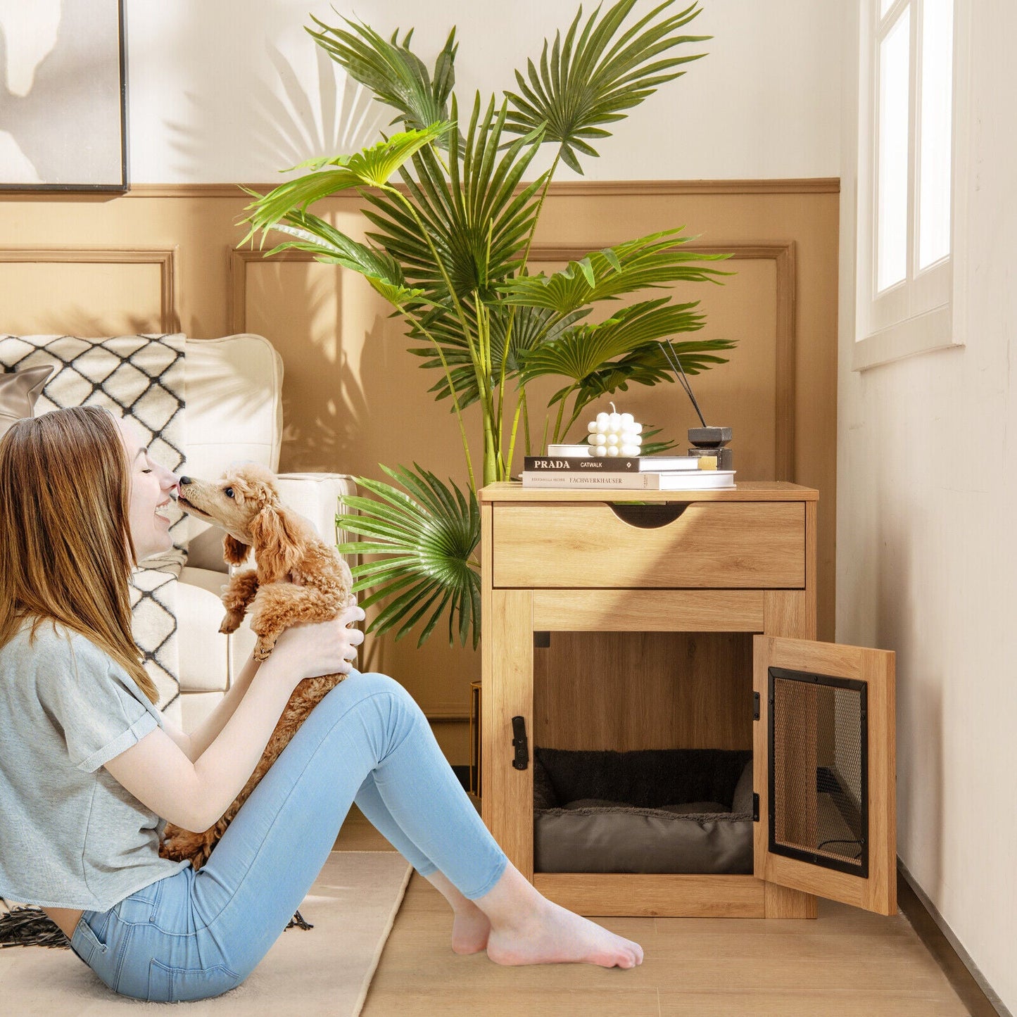 Chenil élégant de style mobilier avec tiroir et lit amovible