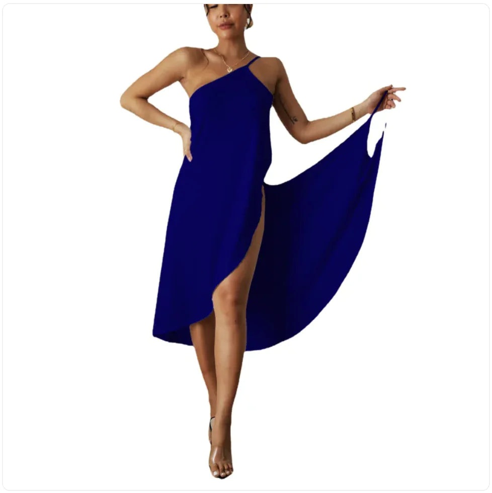 Robe de Plage à Bretelles Croisées de Couleur Unie