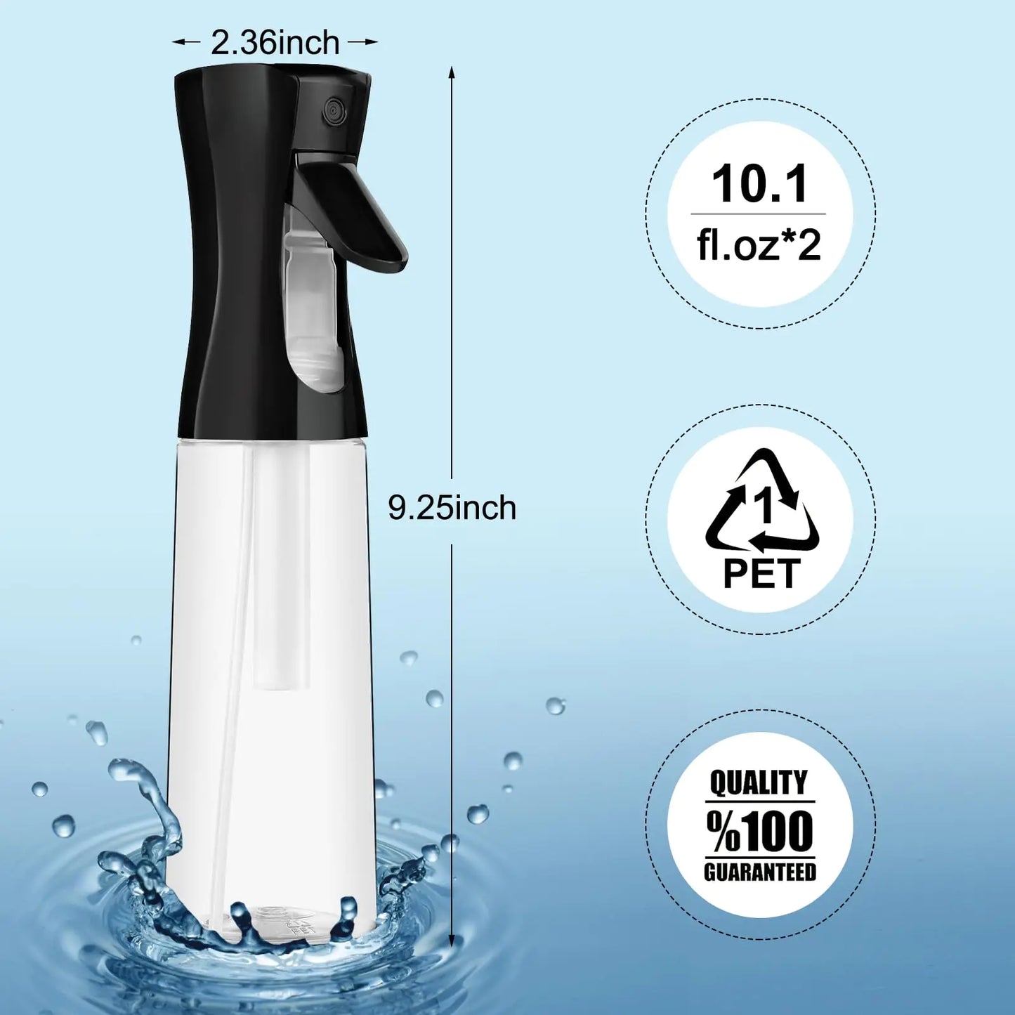 Botella de Spray Continuo para Cabello - Paquete de 2 (10.1oz/300ml)