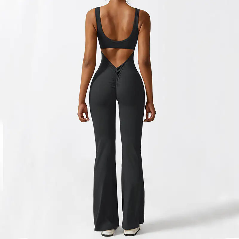 Mono de tirantes acampanado para mujer para fitness y yoga