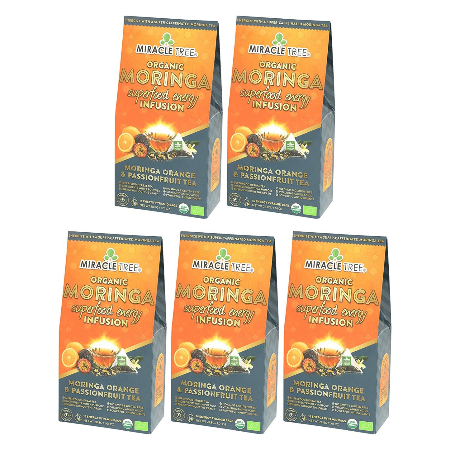 Thé énergisant Moringa avec orange et fruit de la passion