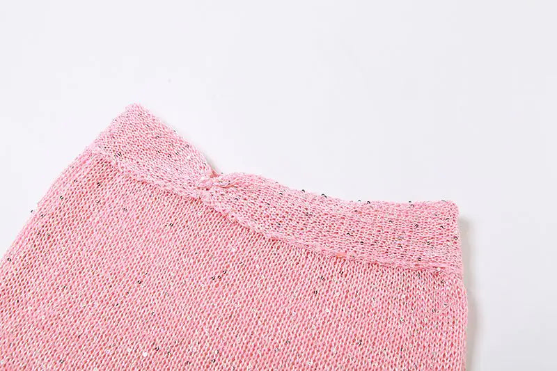 Conjunto de Falda Mini de Crochet Desgastado Dulce Como el Azúcar