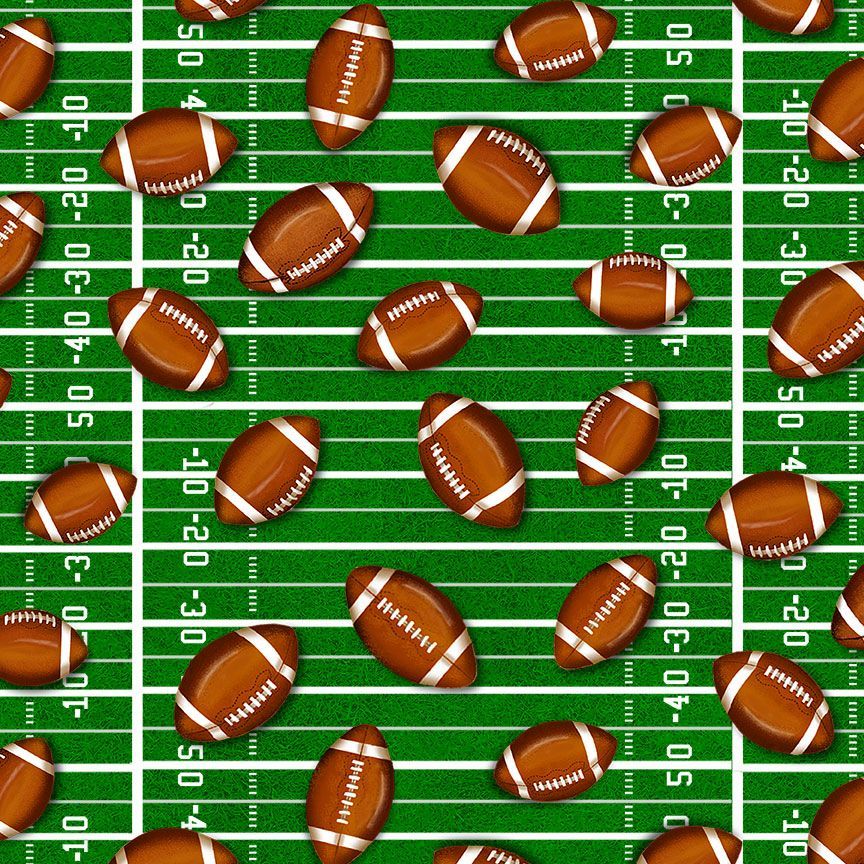 Football Balls on Ground Fabric - Fitness Fanatic Collection