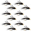 Premium Tungsten Bead Head Rubber Legs Black Gold Ribbed Hare's Ear Nymph - 12 Pack Size 12 - Korvel
