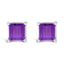 Boucles d'oreilles en or blanc 14K avec améthystes taillées en princesse