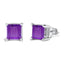 Boucles d'oreilles en or blanc 14K avec améthystes taillées en princesse