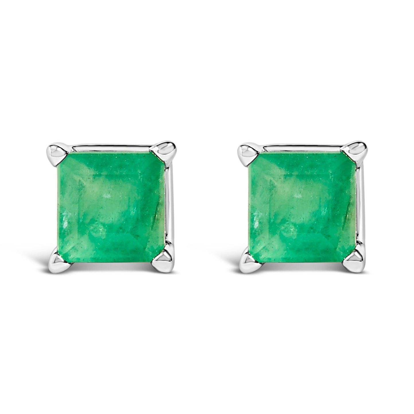 Boucles d'oreilles en or blanc 14K avec améthystes taillées en princesse