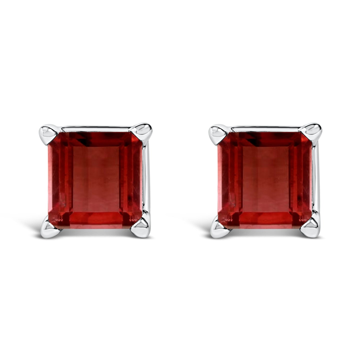 Boucles d'oreilles en or blanc 14K avec améthystes taillées en princesse