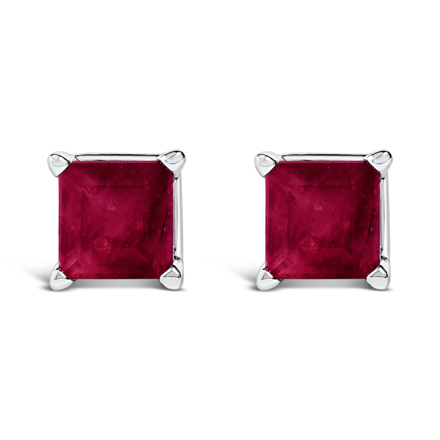 Boucles d'oreilles en or blanc 14K avec améthystes taillées en princesse