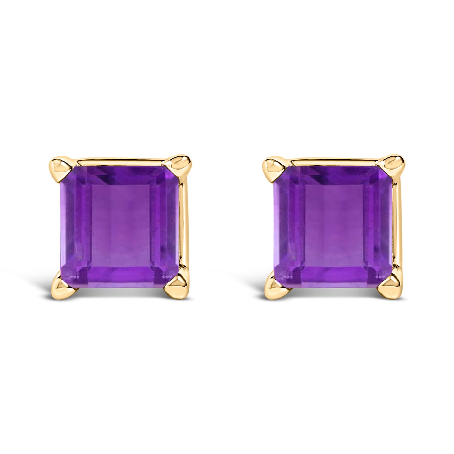 Boucles d'oreilles en or blanc 14K avec améthystes taillées en princesse