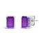 14K White Gold Emerald Cut Amethyst Stud Earrings
