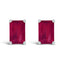 14K White Gold Emerald Cut Amethyst Stud Earrings