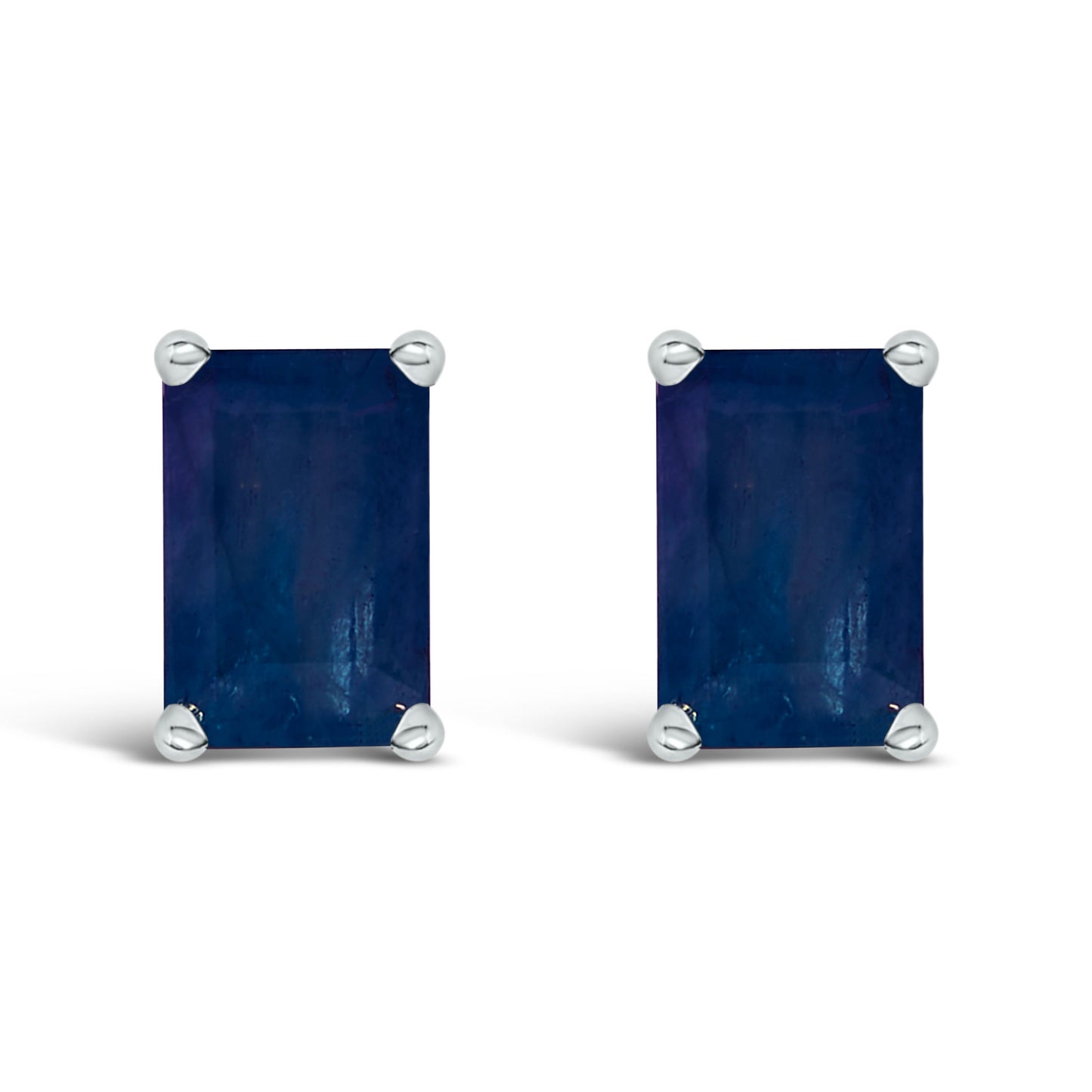 14K White Gold Emerald Cut Amethyst Stud Earrings
