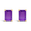 14K White Gold Emerald Cut Amethyst Stud Earrings