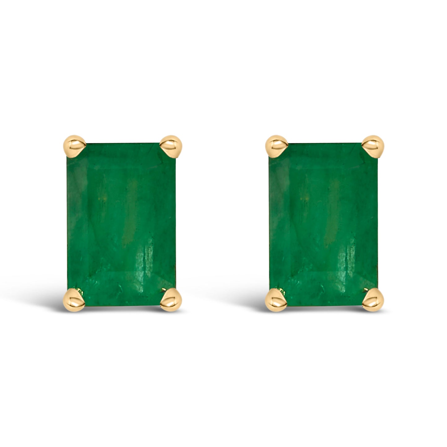 14K White Gold Emerald Cut Amethyst Stud Earrings