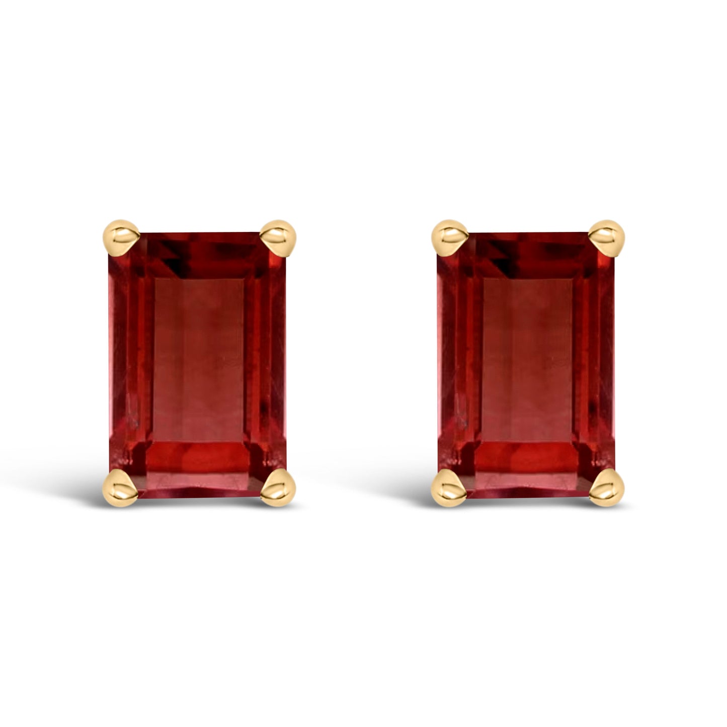 14K White Gold Emerald Cut Amethyst Stud Earrings