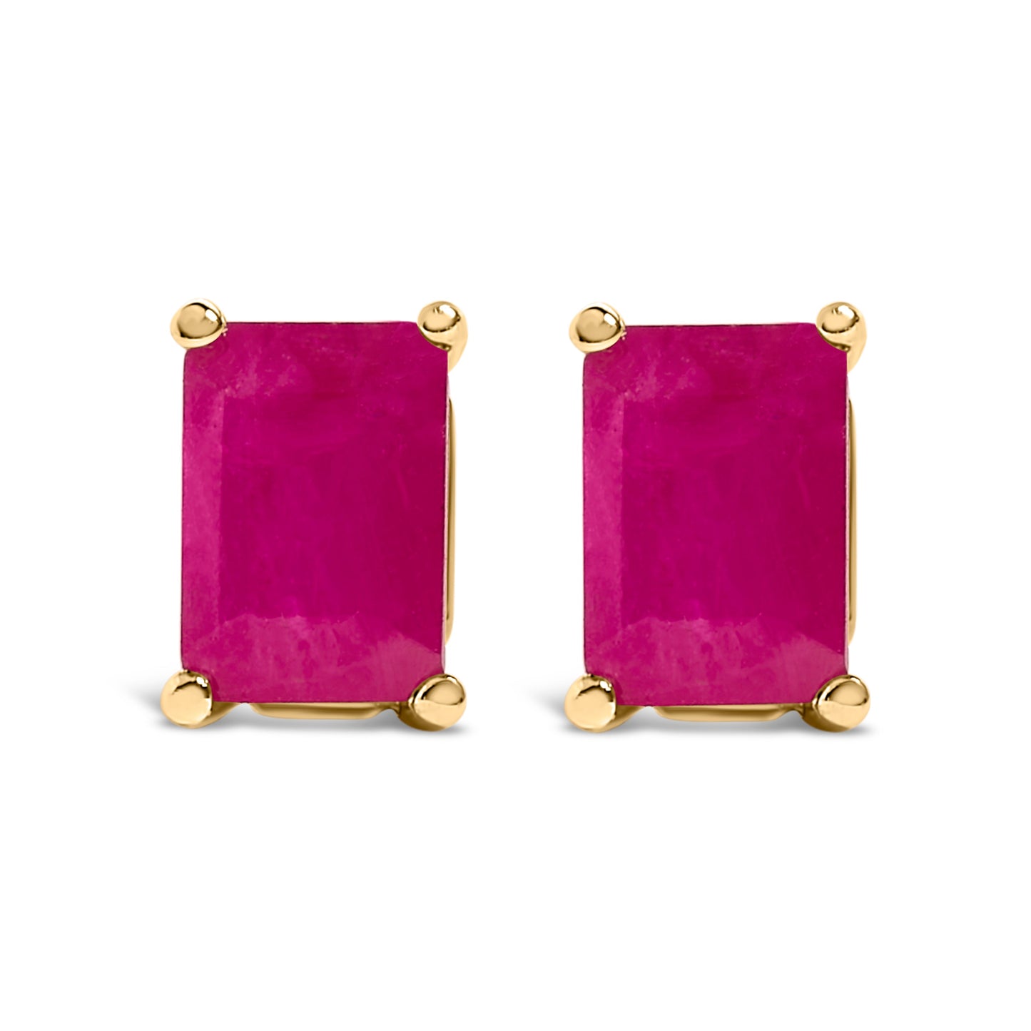 14K White Gold Emerald Cut Amethyst Stud Earrings