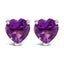 14K White Gold Heart Cut Purple Amethyst Stud Earrings