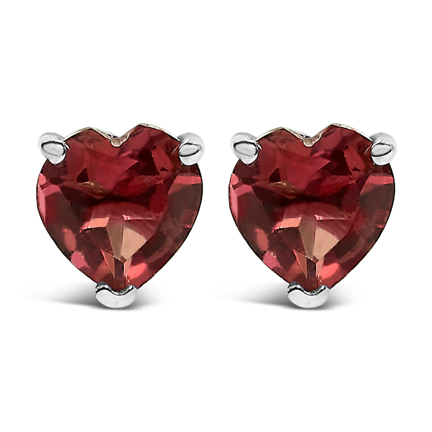 14K White Gold Heart Cut Purple Amethyst Stud Earrings
