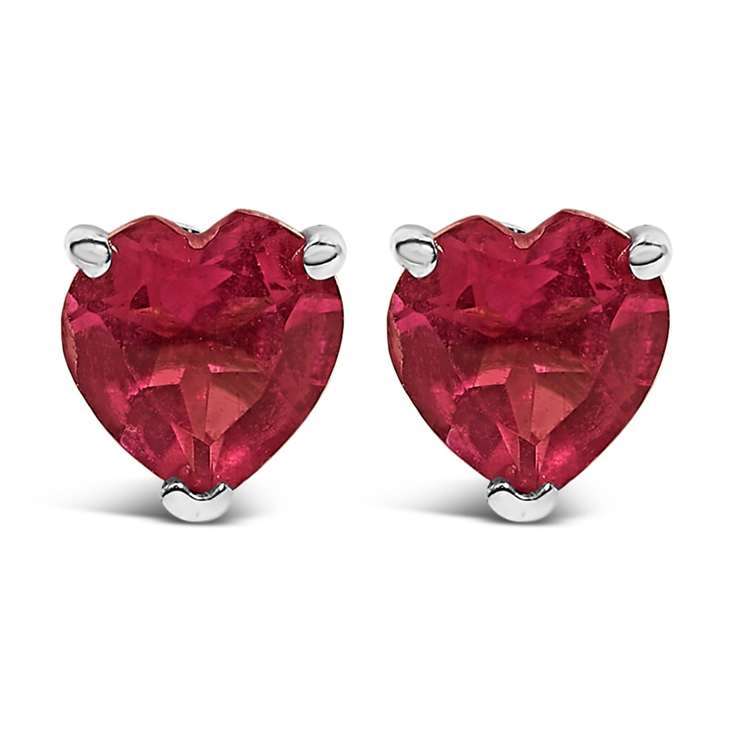 14K White Gold Heart Cut Purple Amethyst Stud Earrings
