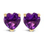 14K White Gold Heart Cut Purple Amethyst Stud Earrings