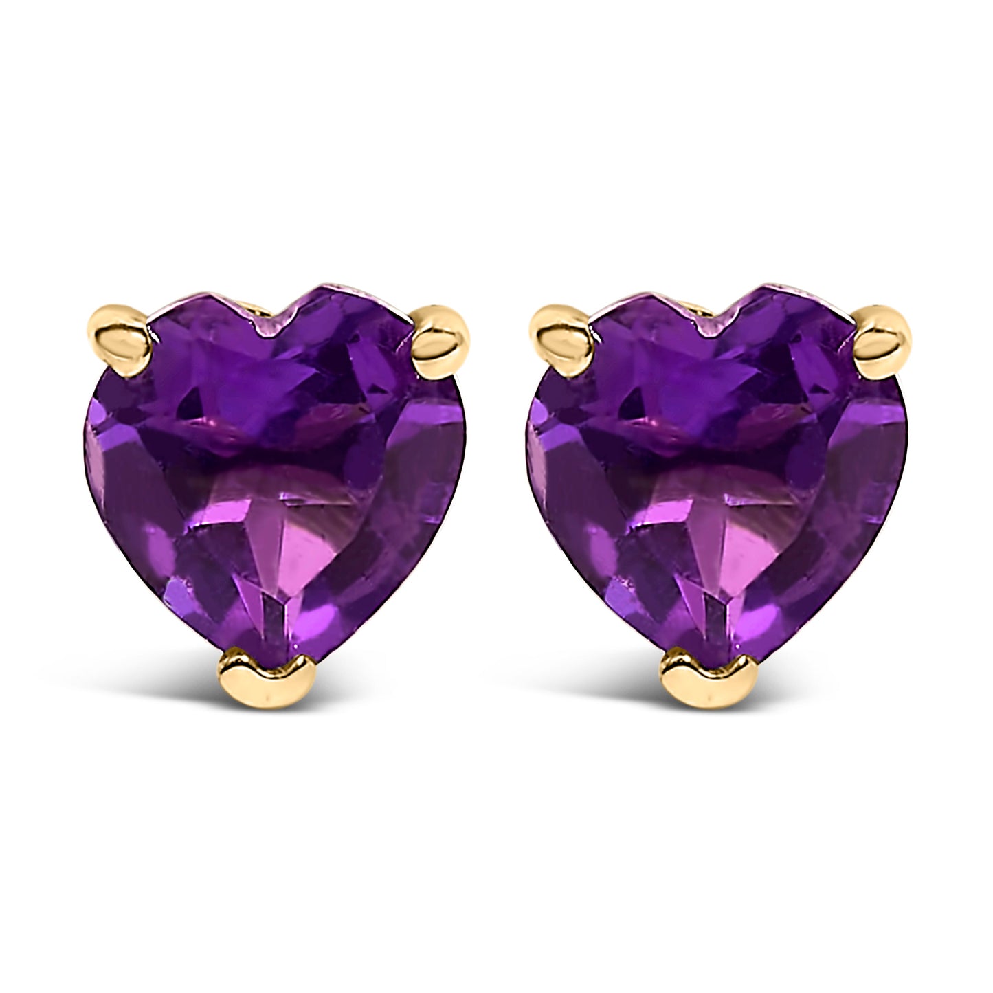 14K White Gold Heart Cut Purple Amethyst Stud Earrings