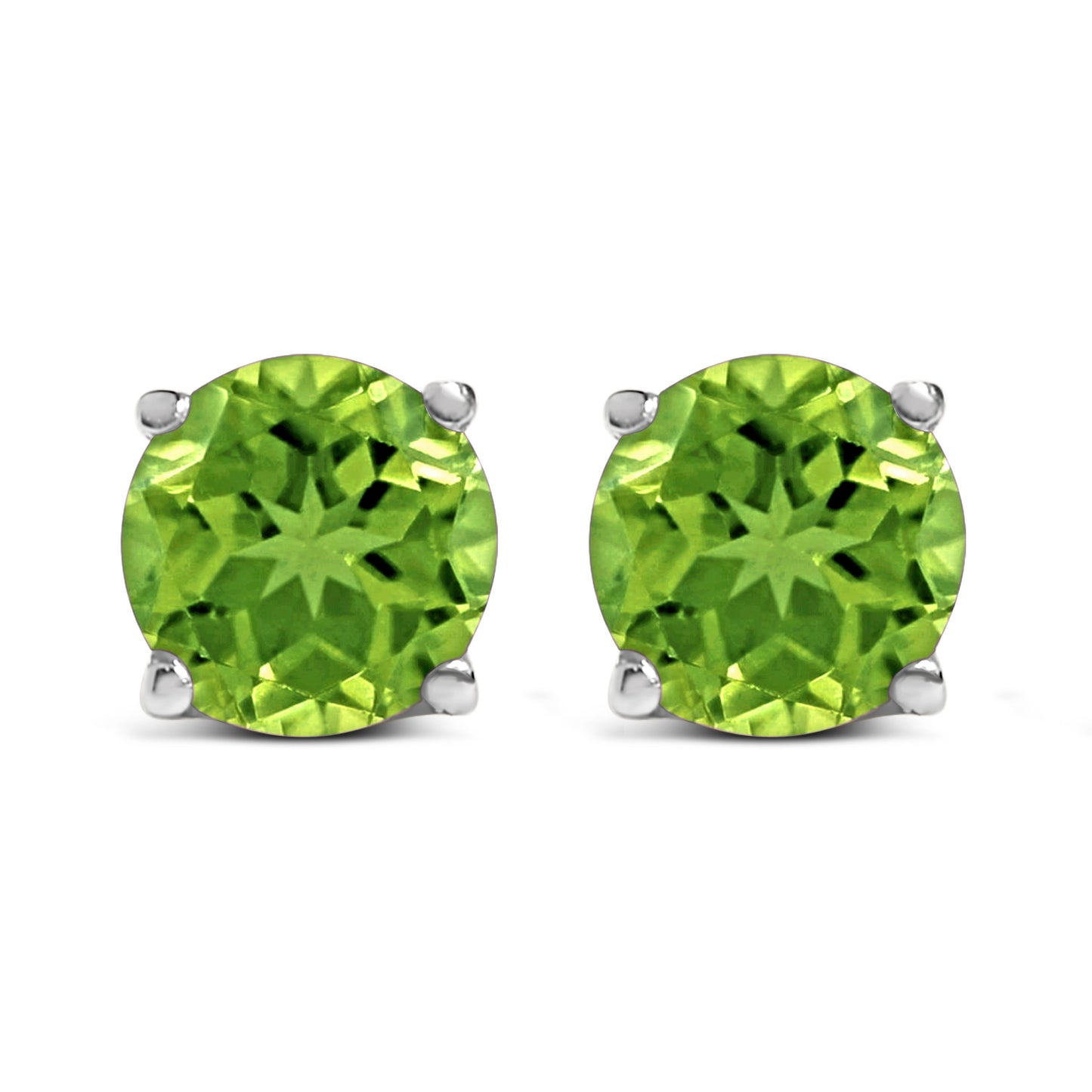 Pendientes de Stud de Amatista Púrpura Redonda de Oro Blanco de 14K